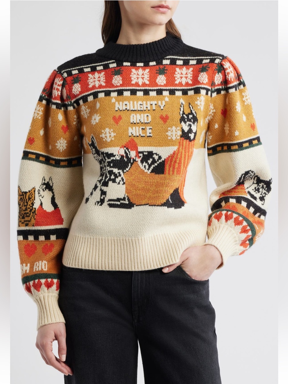 Farm Rio Naughty & Nice Fair Isle Sweater